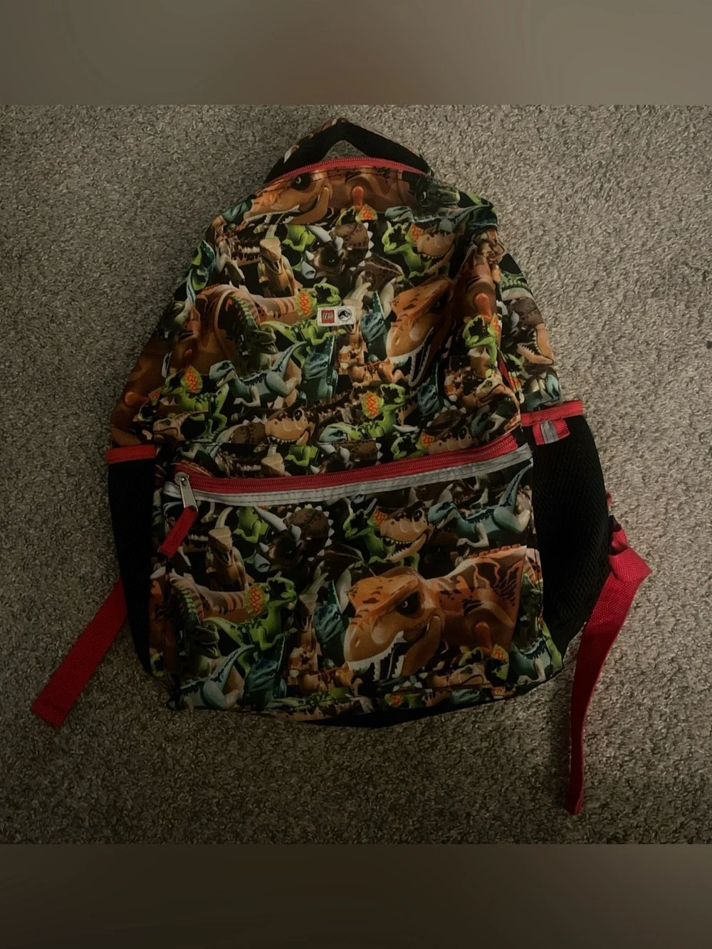 LEGO Jurassic World Tyrannosaurus Rex Dinosaur Print Kid Backpack Book Bag T-Rex